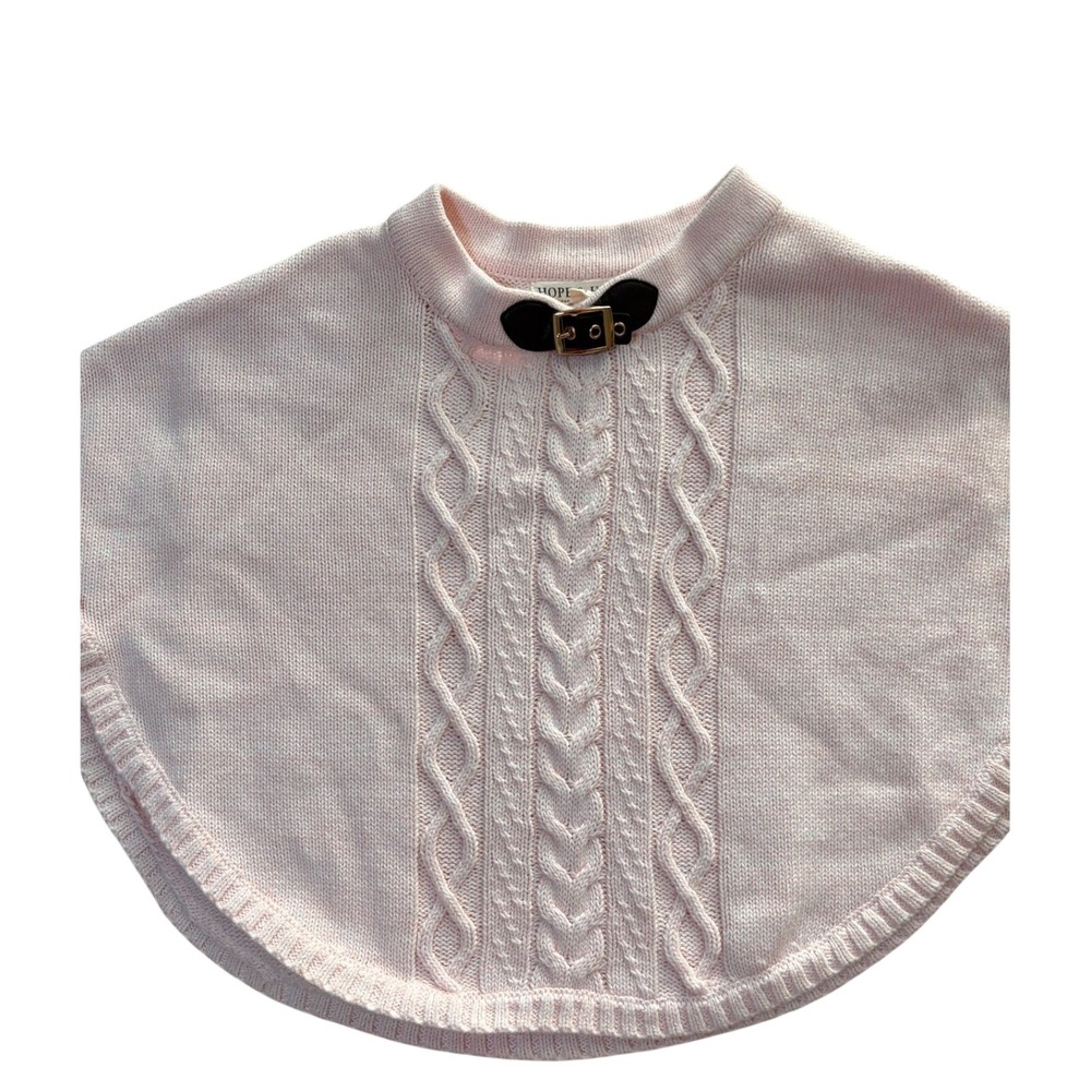 Hope & Henry Knit Poncho Women One Size Pink Excellent Organic‎ Cotton Buckle